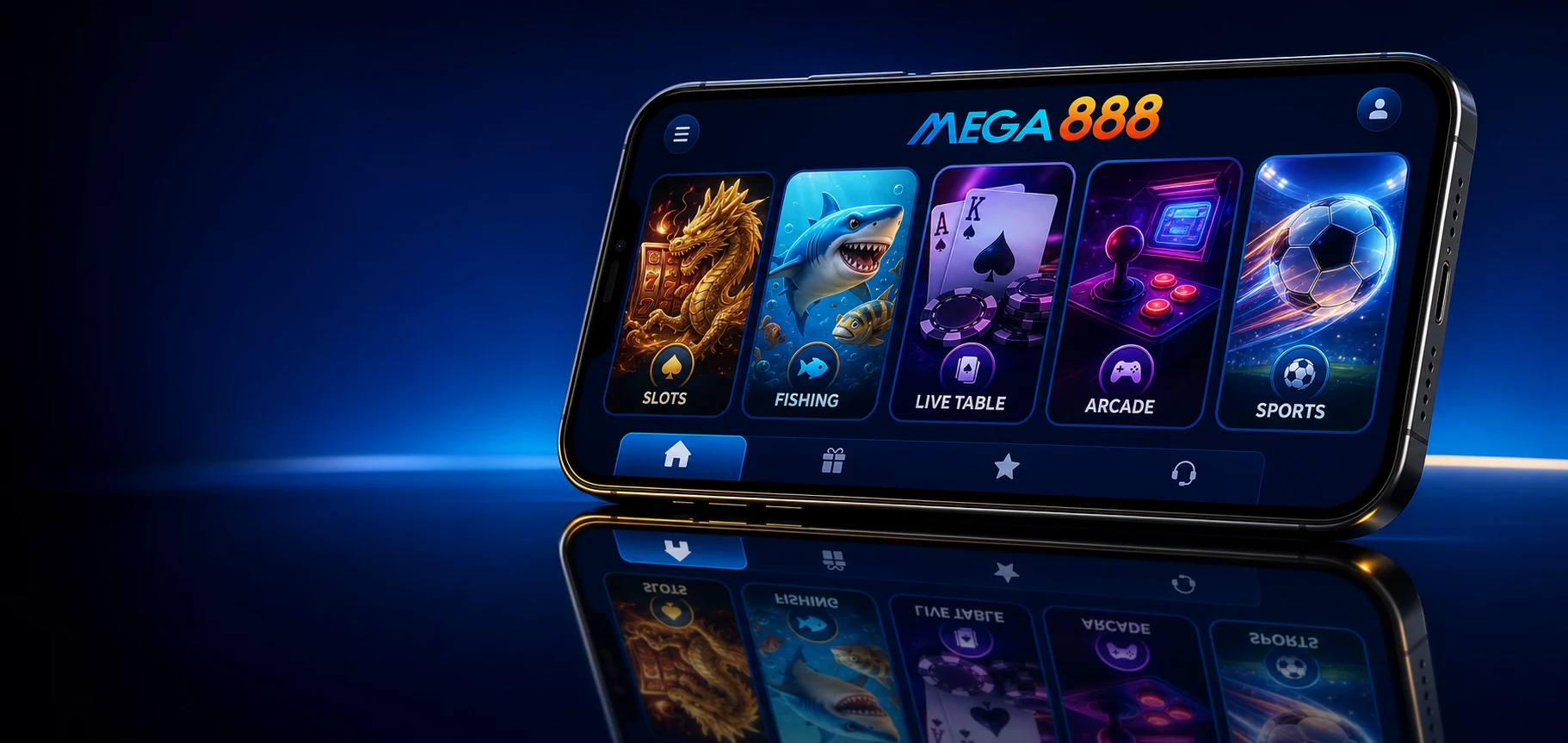 Karya telefon dan pantulan berjenama MEGA888